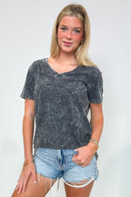 Edge of Casual Boyfriend Fit V-Neck Mineral Wash Tee - FINAL SALE - Madison and Mallory
