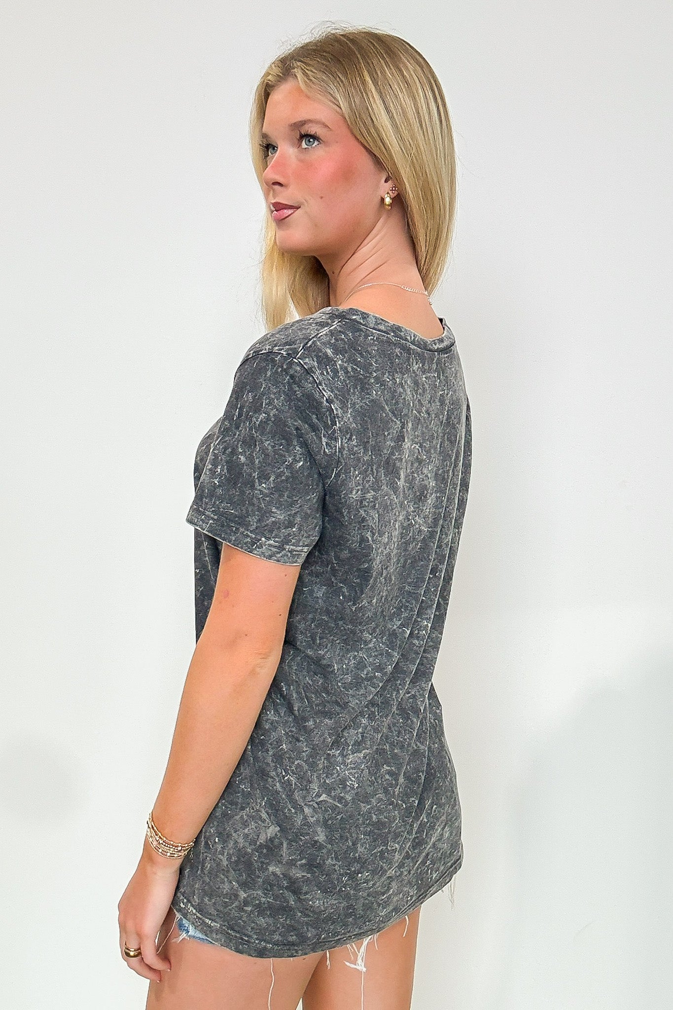 Edge of Casual Boyfriend Fit V-Neck Mineral Wash Tee - Madison and Mallory