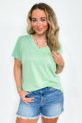 Lime / S Edge of Casual Boyfriend Fit V-Neck Mineral Wash Tee - FINAL SALE - Madison and Mallory