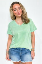 Edge of Casual Boyfriend Fit V-Neck Mineral Wash Tee - FINAL SALE - Madison and Mallory