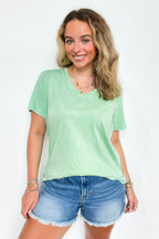 Edge of Casual Boyfriend Fit V-Neck Mineral Wash Tee - FINAL SALE - Madison and Mallory