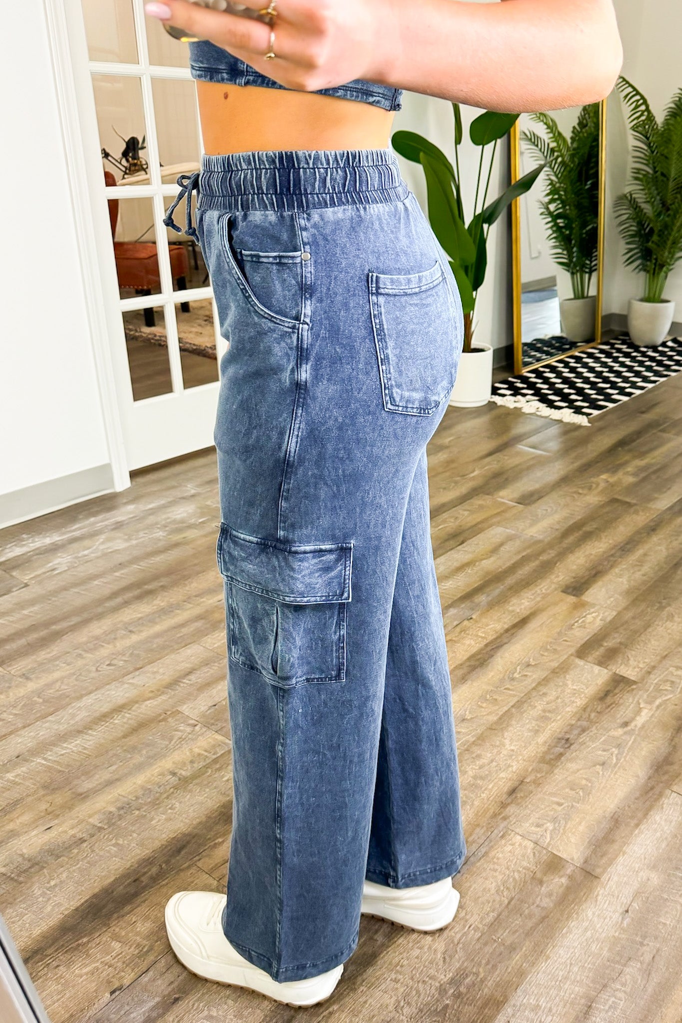  Edgy Direction Mineral Wash Wide Leg Cargo Pants - Madison and Mallory