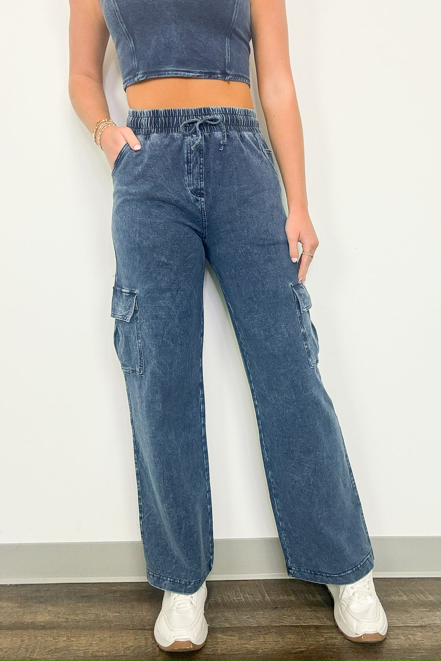  Edgy Direction Mineral Wash Wide Leg Cargo Pants - FINAL SALE - Madison and Mallory