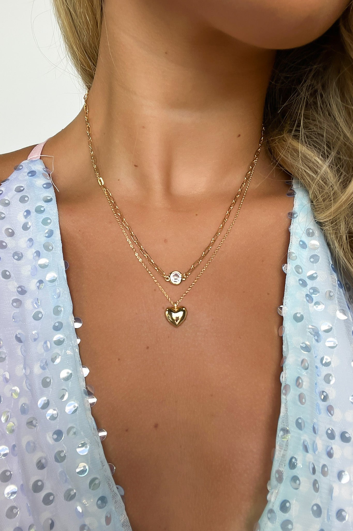 Gold Effective Charm Heart Layered Chain Necklace - Madison and Mallory