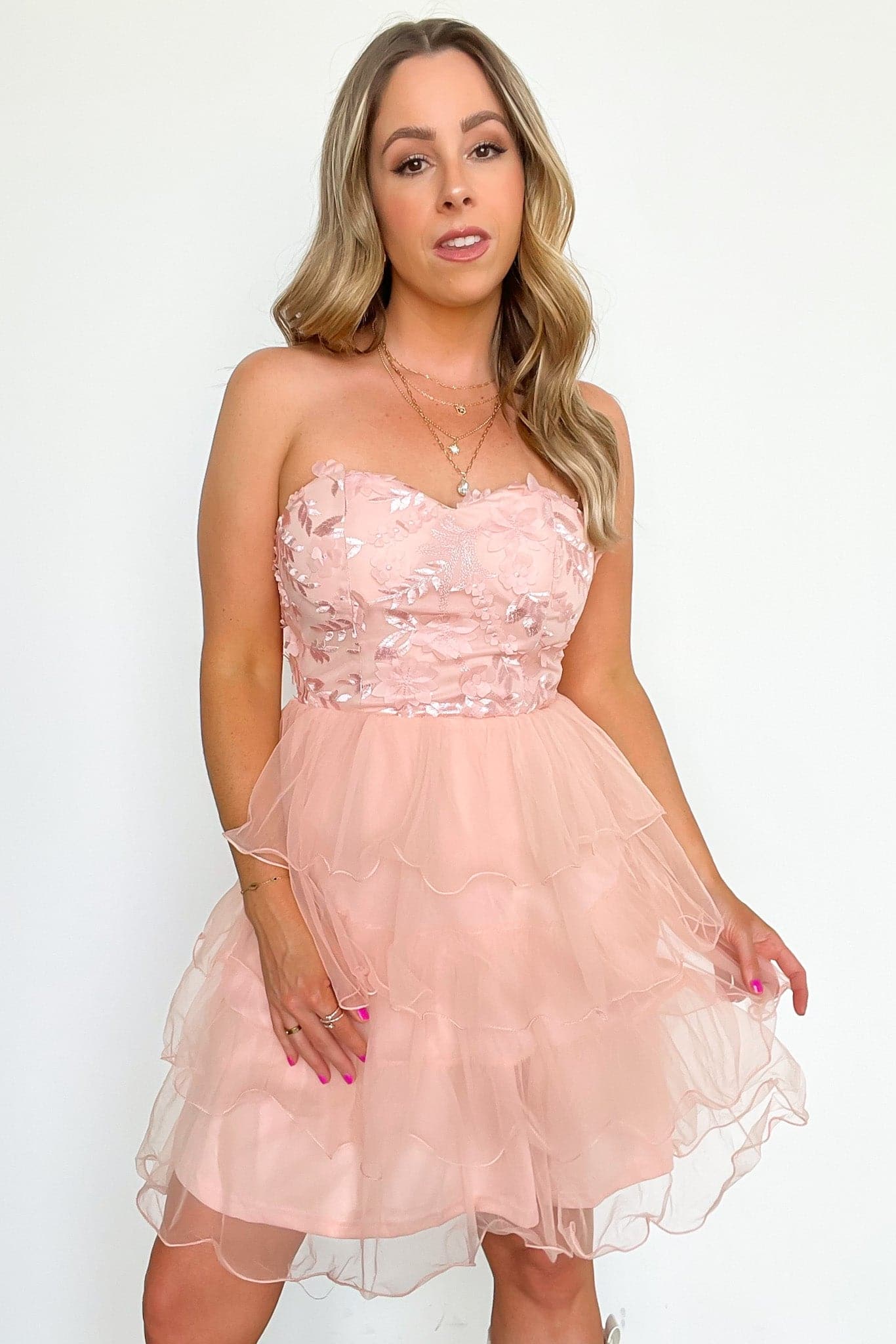  Effervescent Afternoon Floral Lace Tulle Tiered Dress - FINAL SALE - Madison and Mallory