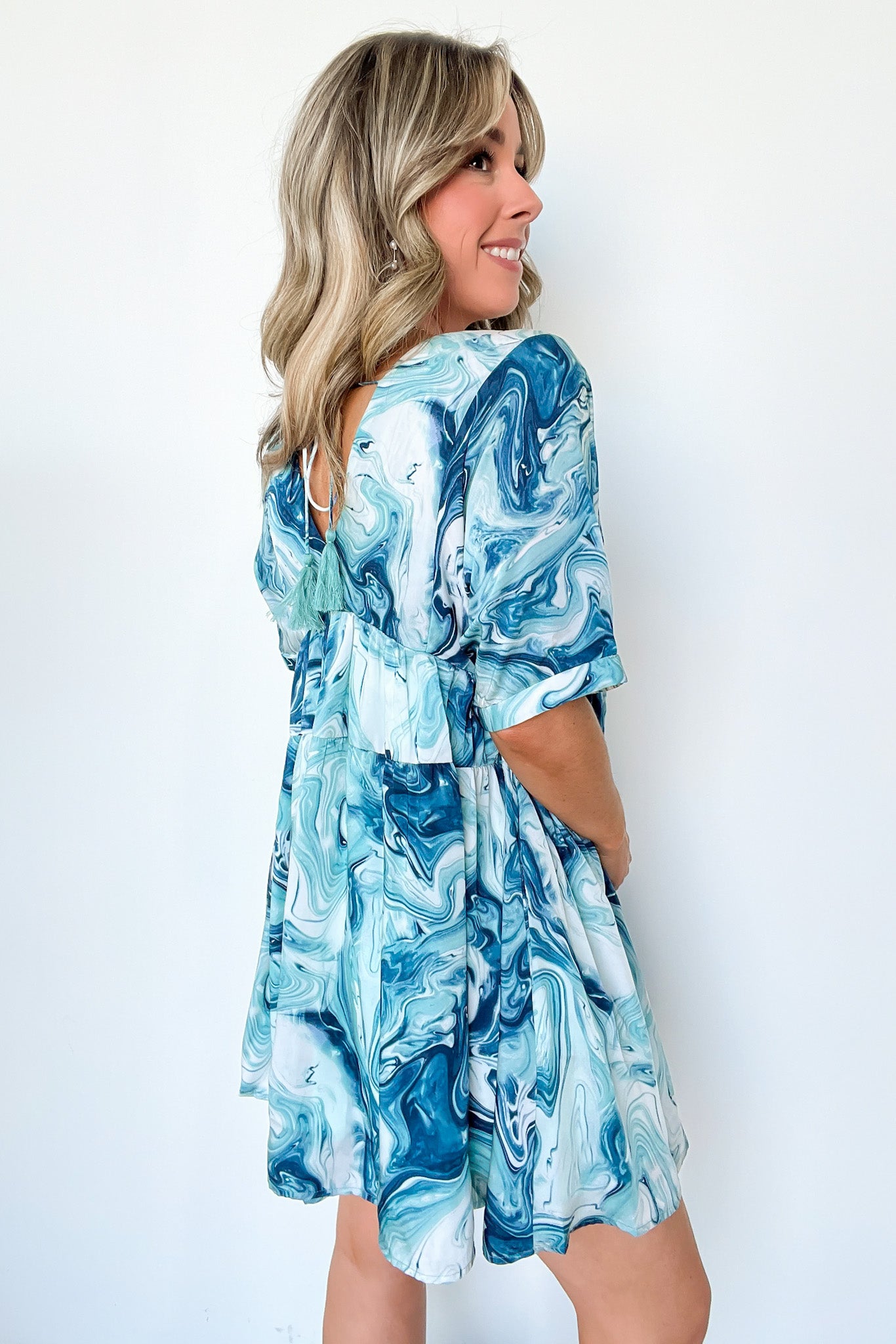  Effortless Behavior Abstract Tiered Tunic Dress - Madison and Mallory