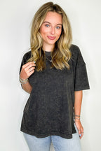 Effortless Ease Mineral Washed Cotton Oversized Slit Tee - Madison and Mallory