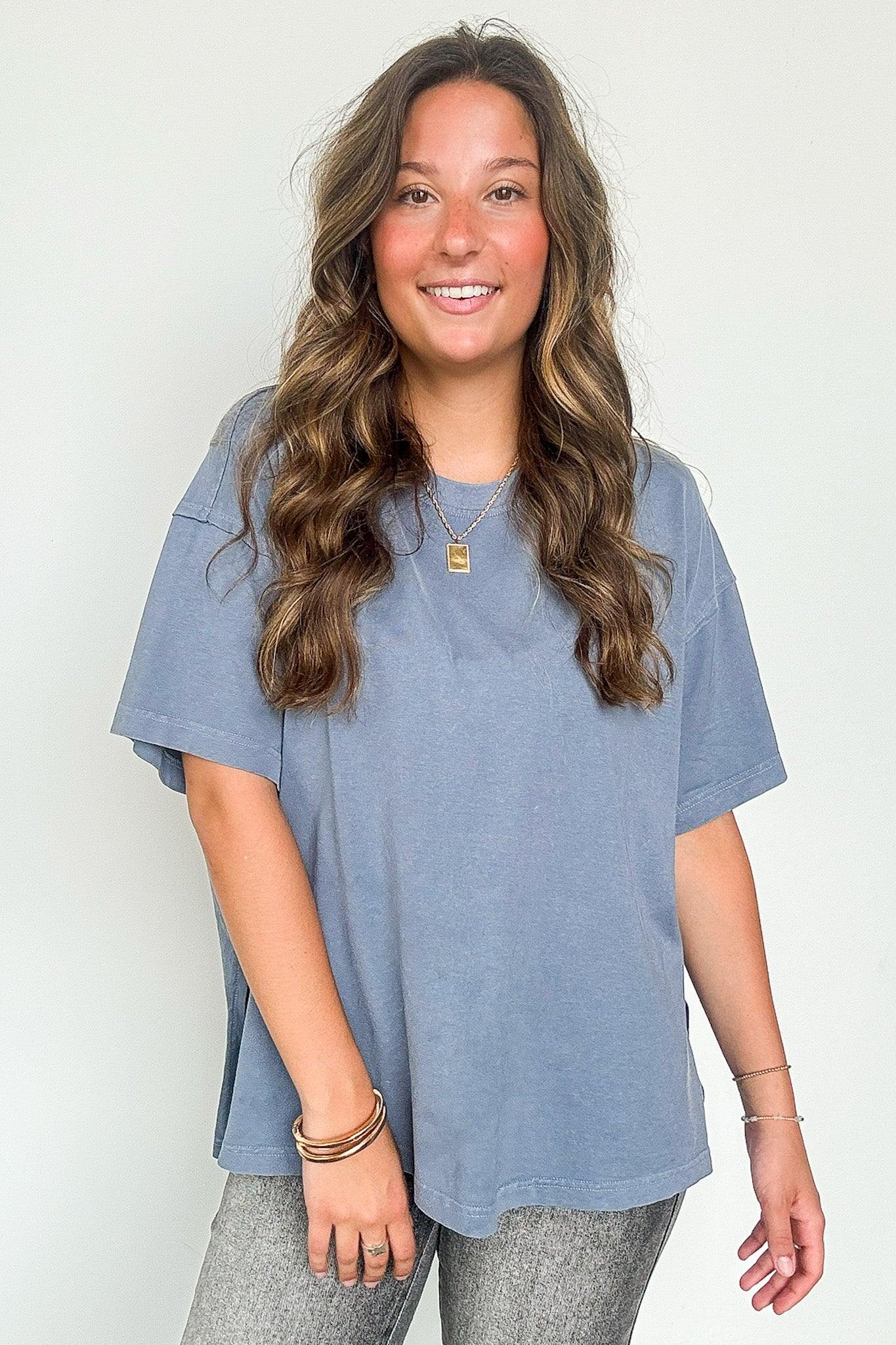 Effortless Ease Mineral Washed Cotton Oversized Slit Tee - Madison and Mallory