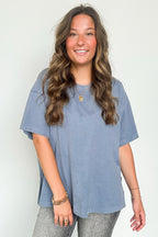 Effortless Ease Mineral Washed Cotton Oversized Slit Tee - Madison and Mallory