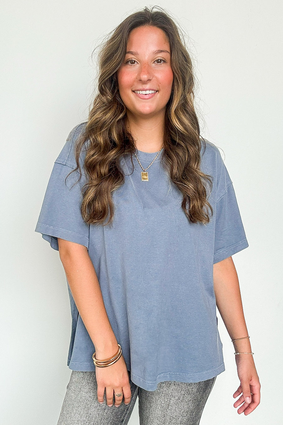 Effortless Ease Mineral Washed Cotton Oversized Slit Tee - Madison and Mallory