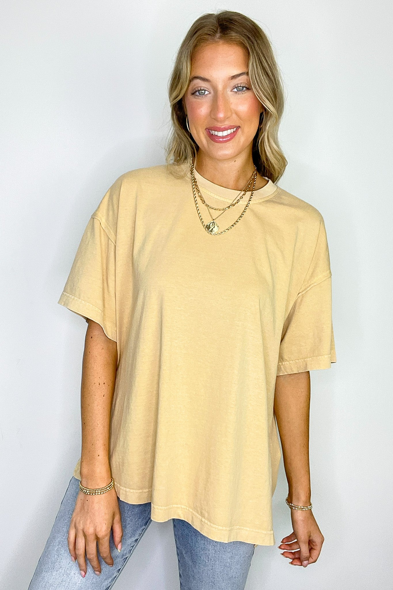 Effortless Ease Mineral Washed Cotton Oversized Slit Tee - Madison and Mallory