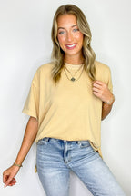 Effortless Ease Mineral Washed Cotton Oversized Slit Tee - Madison and Mallory
