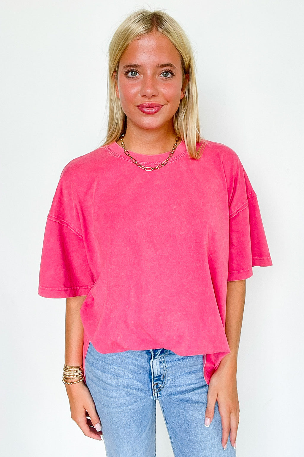 Effortless Ease Mineral Washed Cotton Oversized Slit Tee - Madison and Mallory