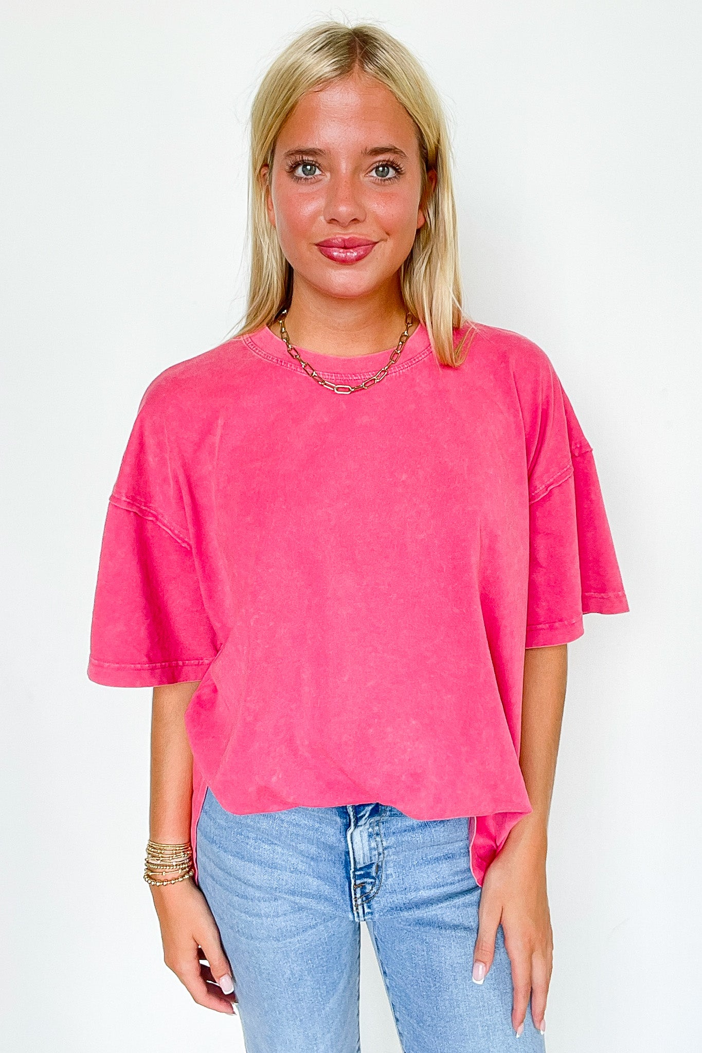 Effortless Ease Mineral Washed Cotton Oversized Slit Tee - Madison and Mallory