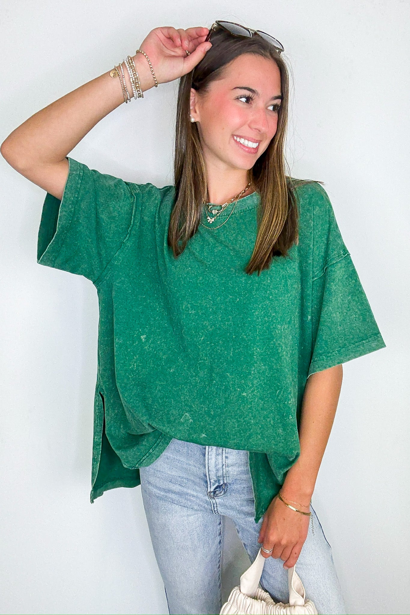 Effortless Ease Mineral Washed Cotton Oversized Slit Tee - Madison and Mallory