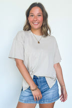 Effortless Ease Mineral Washed Cotton Oversized Slit Tee - Madison and Mallory
