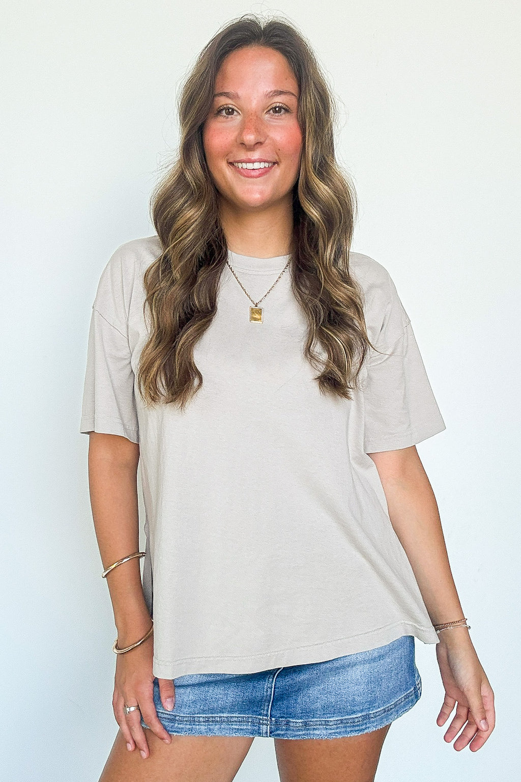 Effortless Ease Mineral Washed Cotton Oversized Slit Tee - Madison and Mallory