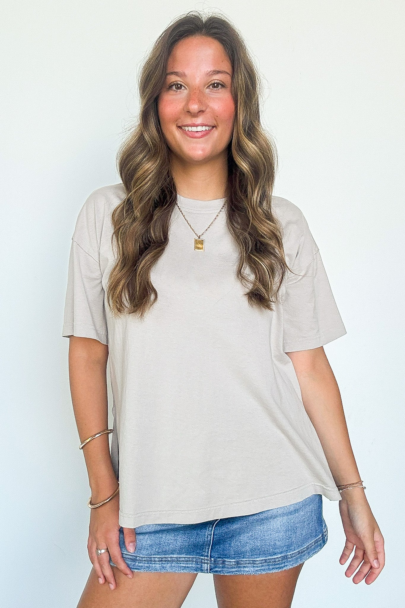 Effortless Ease Mineral Washed Cotton Oversized Slit Tee - Madison and Mallory