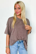 Effortless Ease Mineral Washed Cotton Oversized Slit Tee - Madison and Mallory