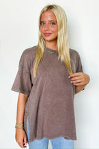 Effortless Ease Mineral Washed Cotton Oversized Slit Tee - Madison and Mallory