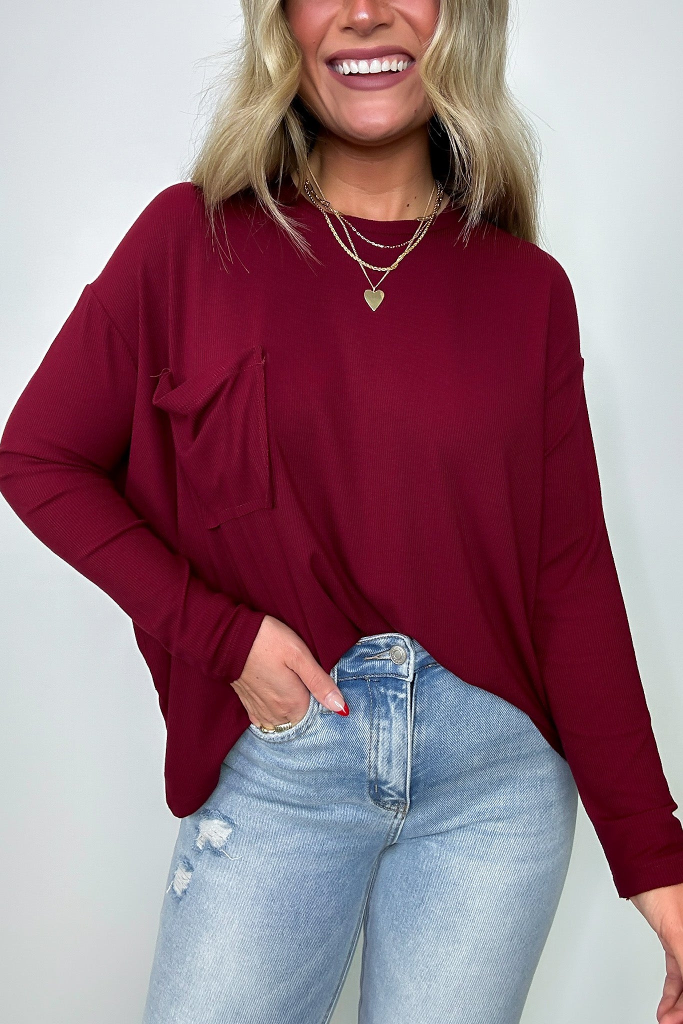  Effortless Ease Rib Knit Dolman Pocket Top - Madison and Mallory