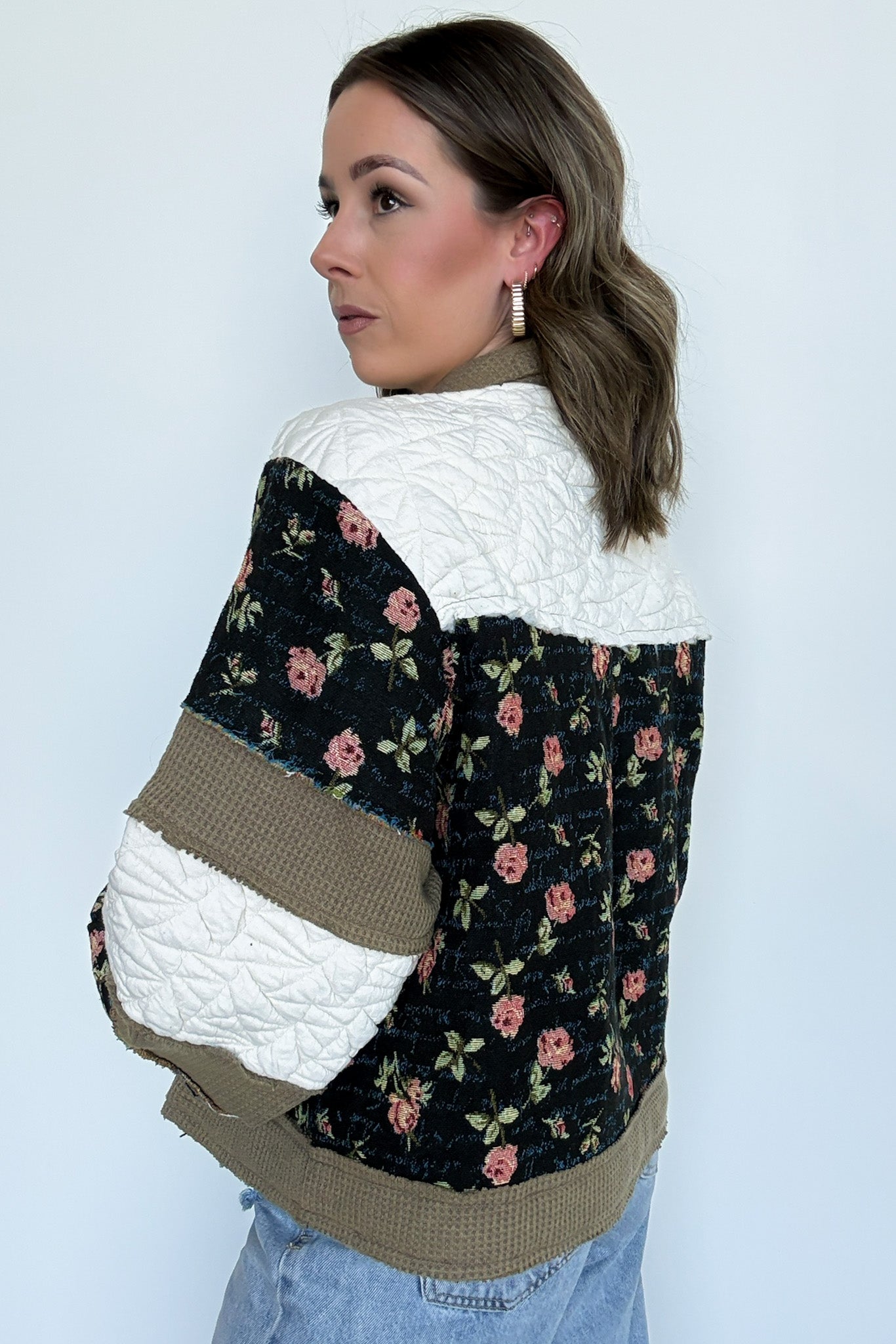 Effortless Escape Floral Patched Jacket - BACK IN STOCK - Madison and Mallory