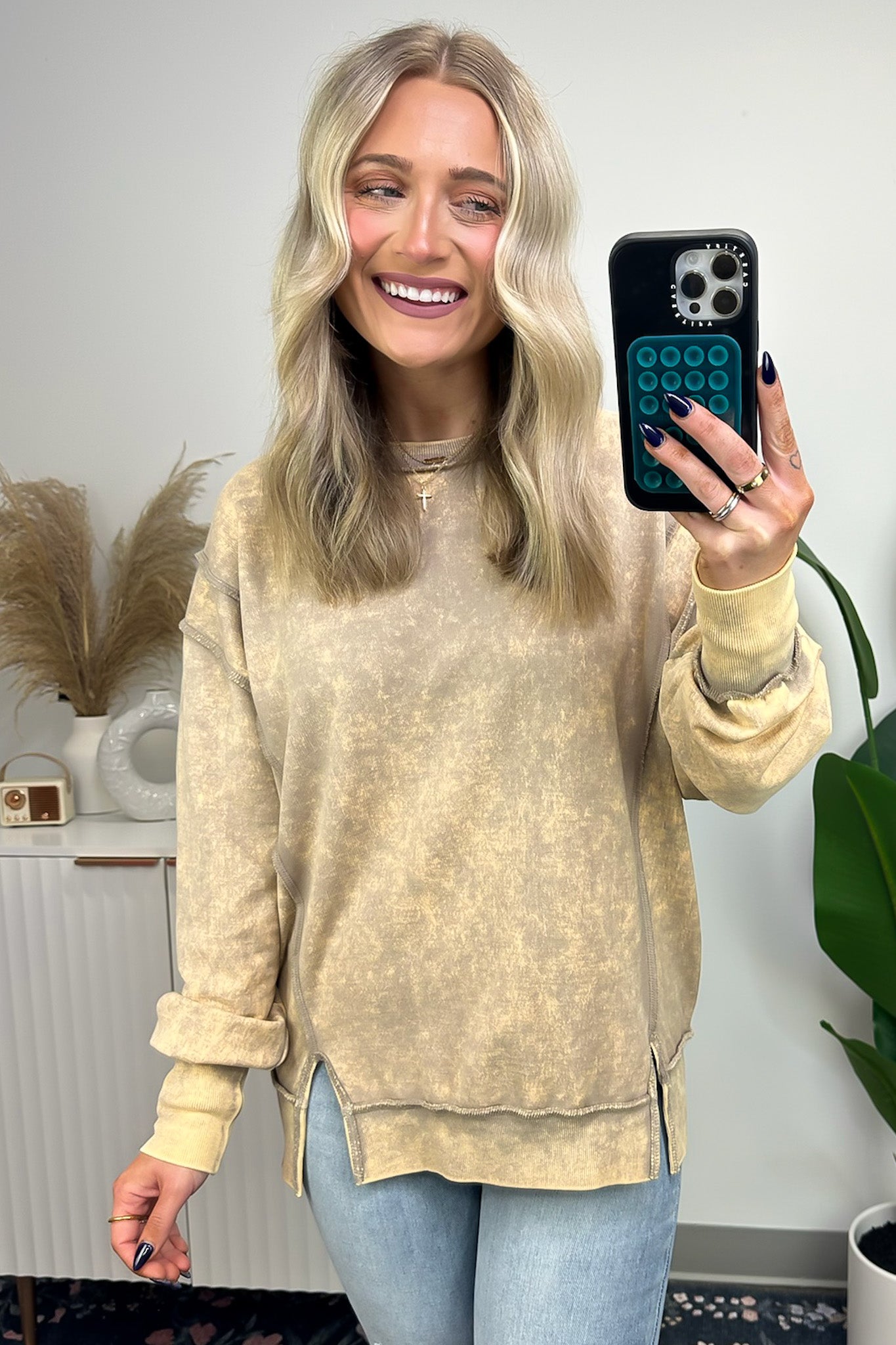  Effortless Outing Acid Wash Exposed Seam Pullover - FINAL SALE - Madison and Mallory