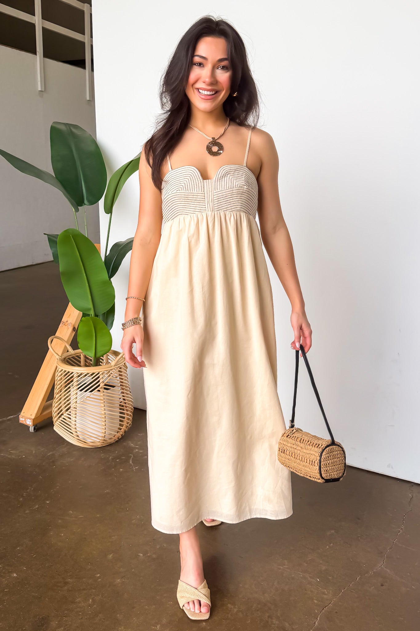 Effortless Form Embroidered Bustier Maxi Dress - Madison and Mallory