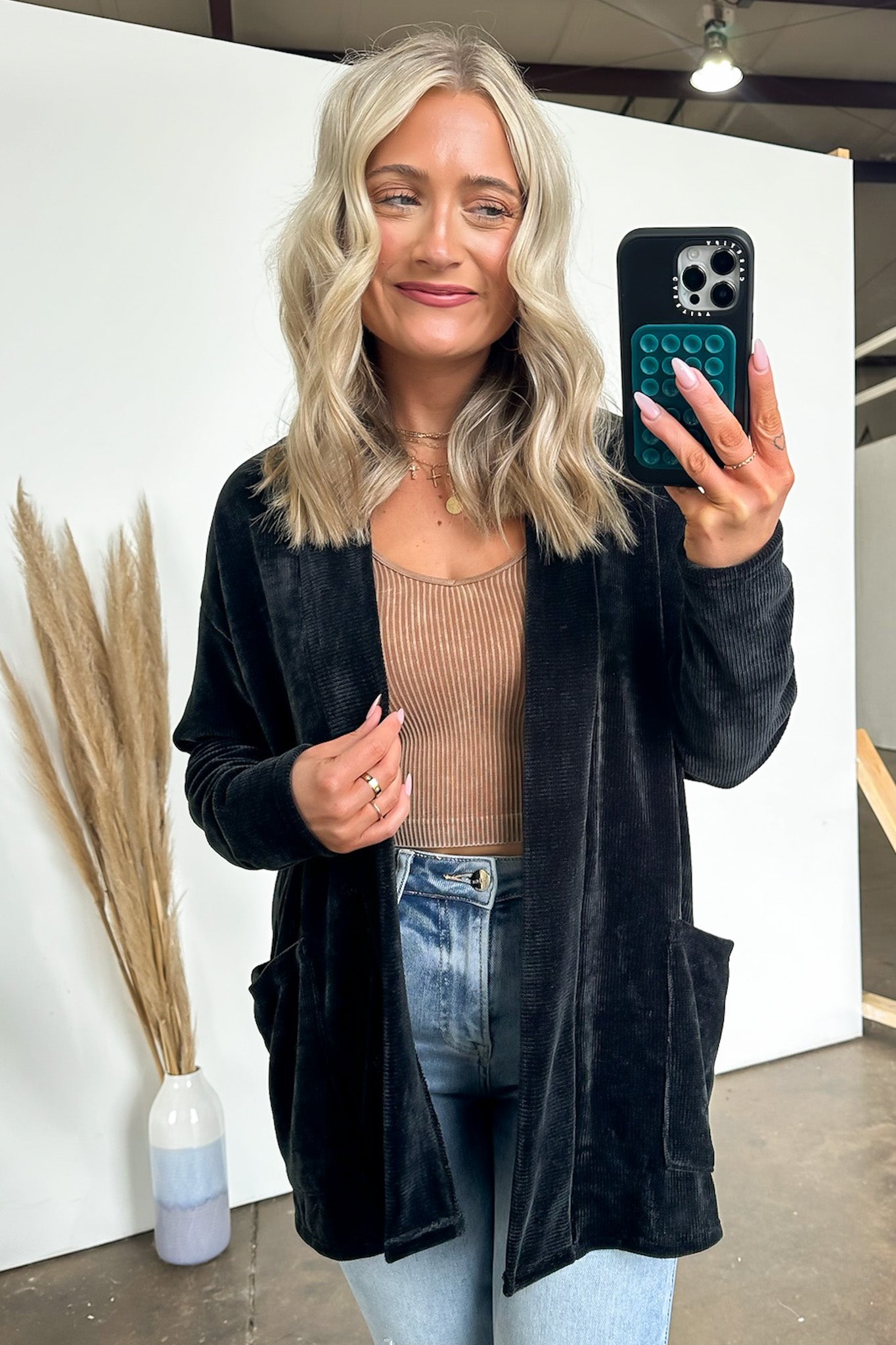 Black / S Effortlessly Aesthetic Chenille Knit Cardigan - FINAL SALE - Madison and Mallory