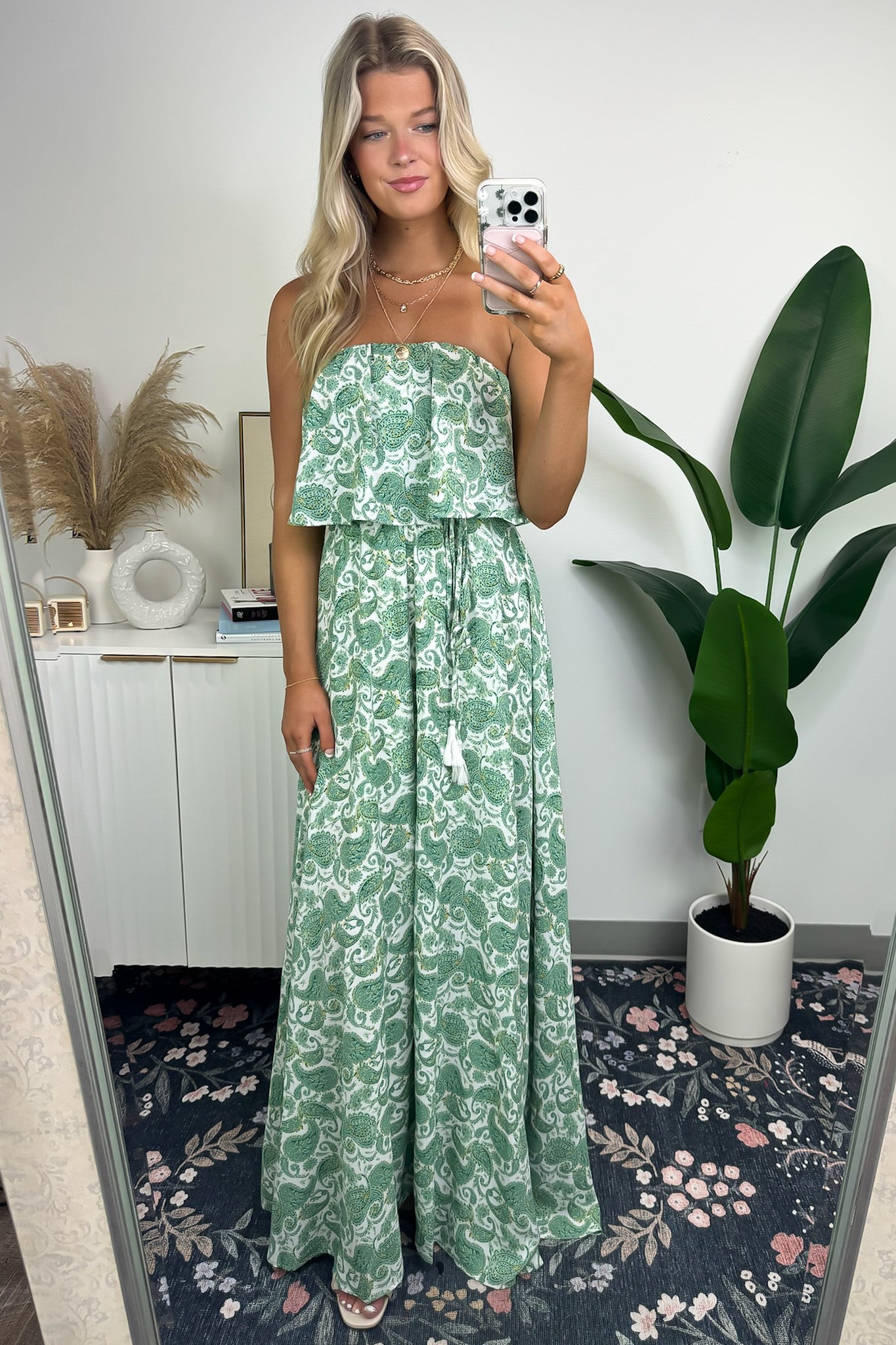 Green / S Effortlessly Breezy Paisley Layered Maxi Dress - Madison and Mallory