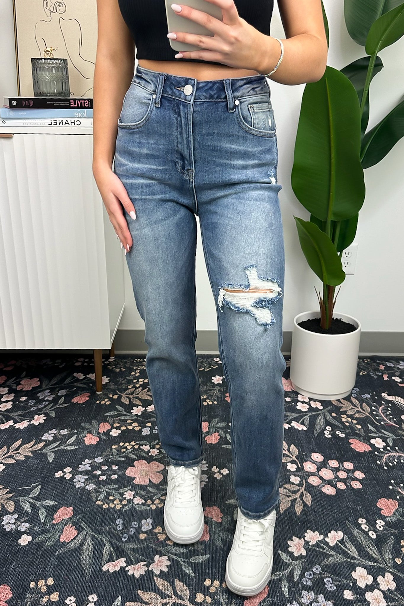  Elantine High Rise Straight Leg Distressed Jeans - Madison and Mallory