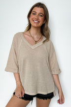Elara Waffle Knit Exposed Seam Top - FINAL SALE - Madison and Mallory