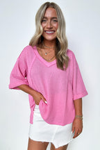 Elara Waffle Knit Exposed Seam Top - FINAL SALE - Madison and Mallory