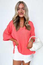 Elara Waffle Knit Exposed Seam Top - FINAL SALE - Madison and Mallory