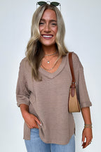 Elara Waffle Knit Exposed Seam Top - FINAL SALE - Madison and Mallory