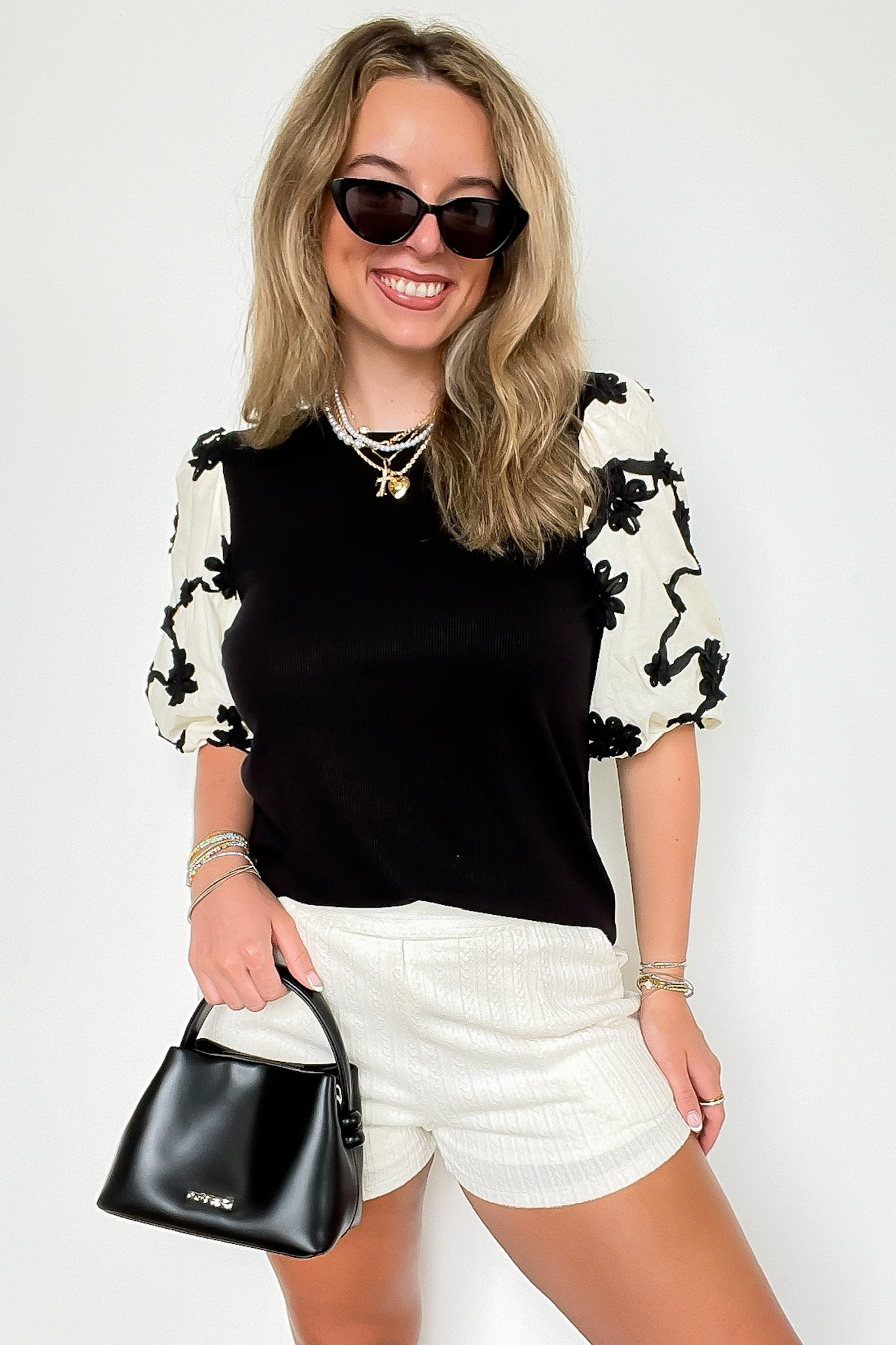 Elarah Mix Media Contrast Embroidered Knit Top - Madison and Mallory
