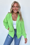 Green Glow / S Elaynah Fleece Tapered Hoodie Jacket - BACK IN STOCK - Madison and Mallory