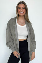 Ivy Green / S Elaynah Fleece Tapered Hoodie Jacket - BACK IN STOCK - Madison and Mallory