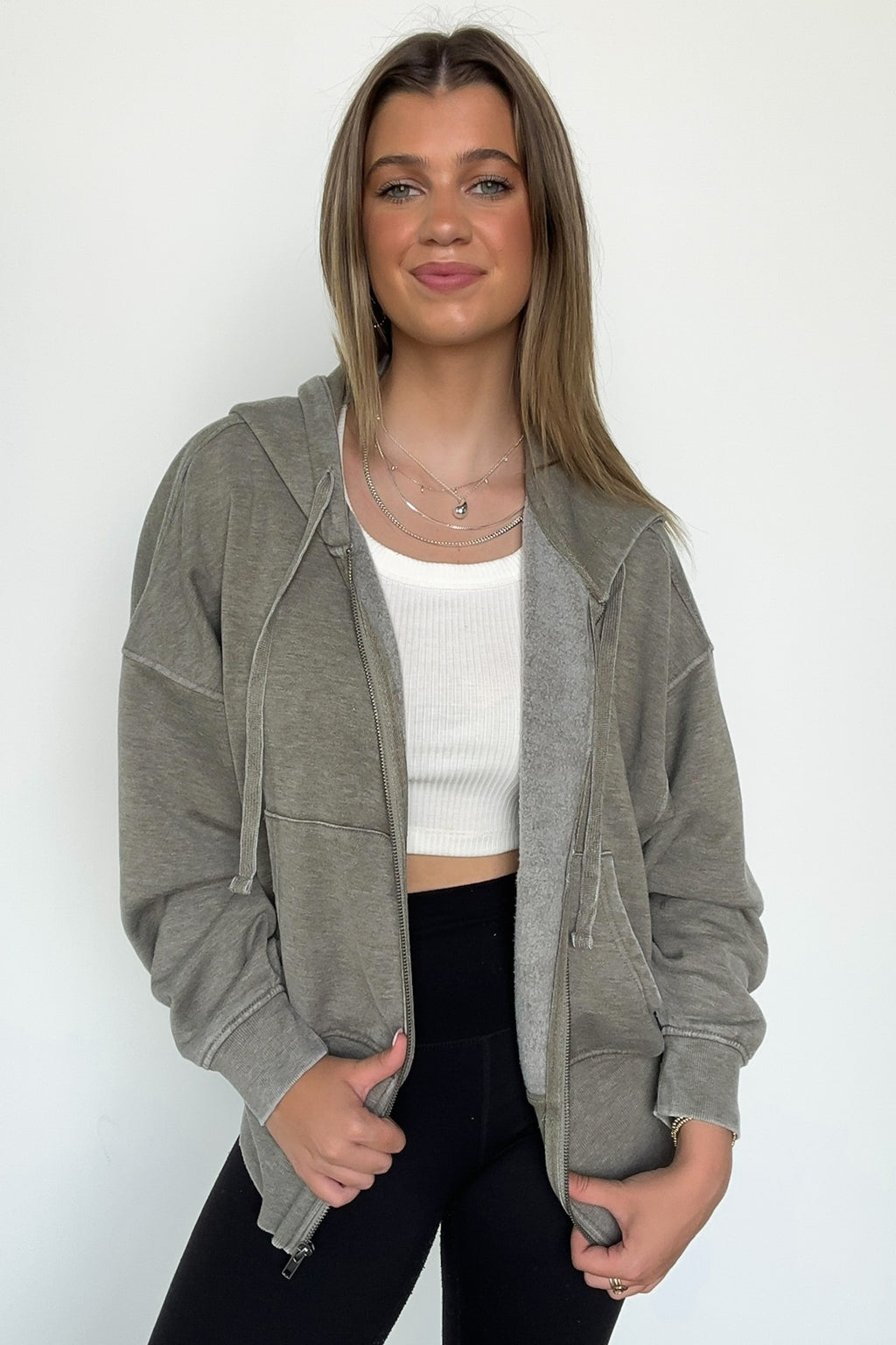 Elaynah Fleece Tapered Hoodie Jacket - FINAL SALE - Madison and Mallory