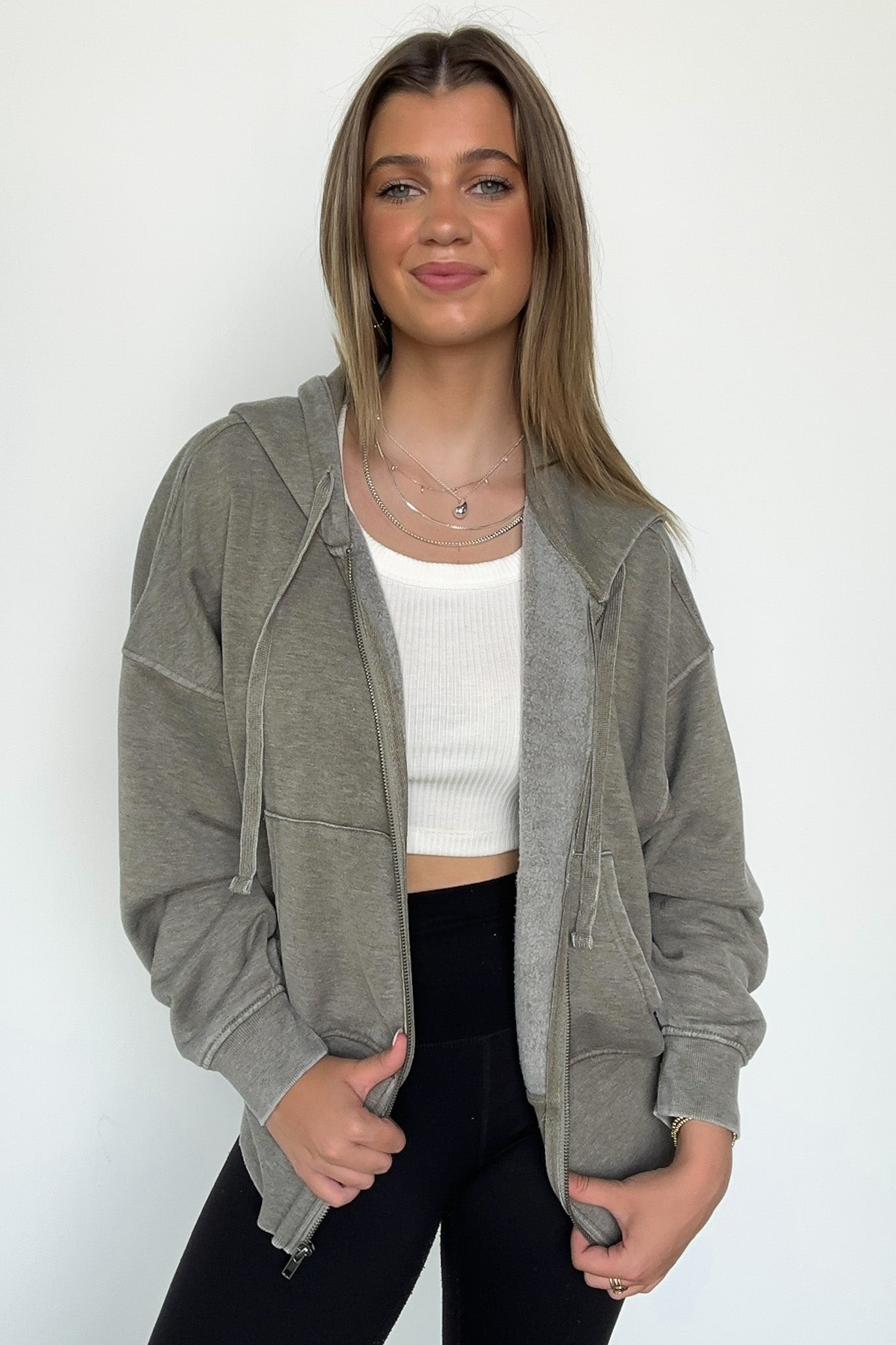 Elaynah Fleece Tapered Hoodie Jacket - FINAL SALE - Madison and Mallory