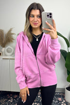 Fuchsia / S Elaynah Fleece Tapered Hoodie Jacket - BACK IN STOCK - Madison and Mallory
