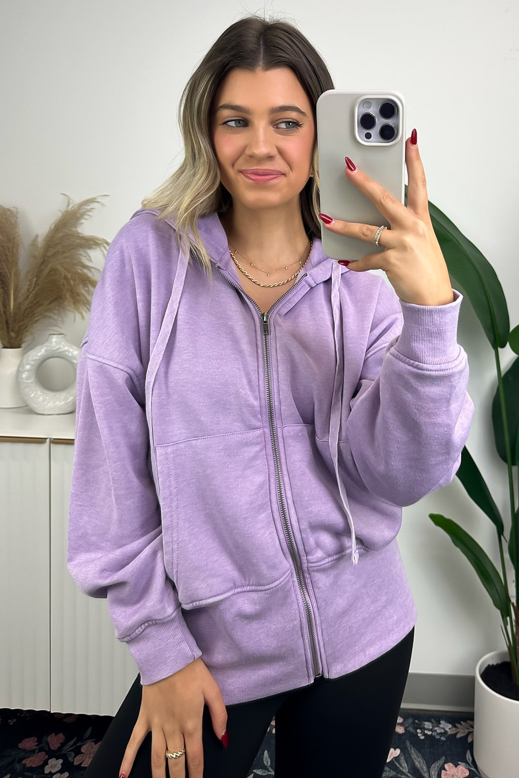 Purple Orchid / S Elaynah Fleece Tapered Hoodie Jacket - FINAL SALE - Madison and Mallory