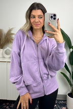 Purple Orchid / S Elaynah Fleece Tapered Hoodie Jacket - FINAL SALE - Madison and Mallory