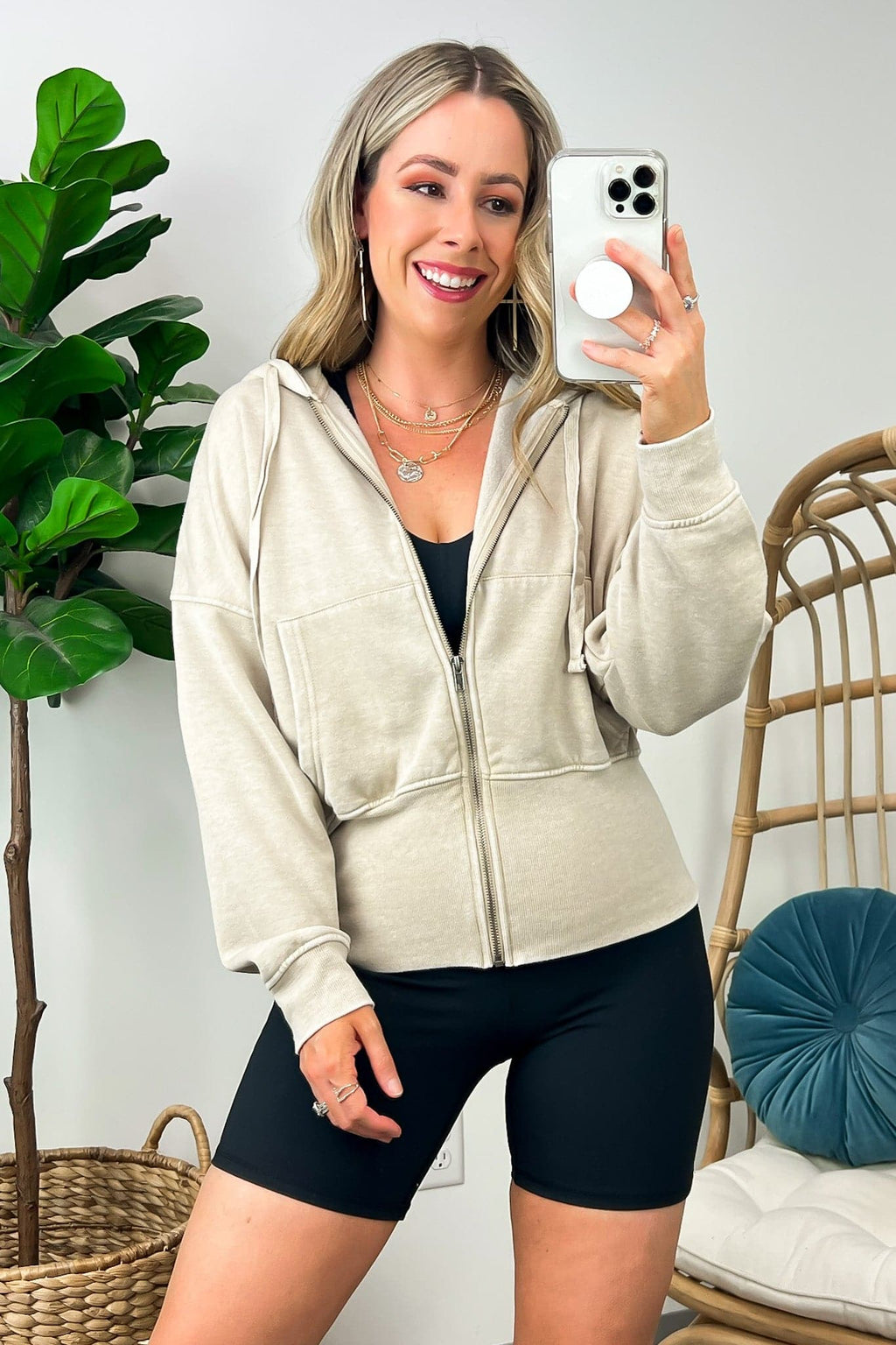 Elaynah Fleece Tapered Hoodie Jacket - FINAL SALE - Madison and Mallory