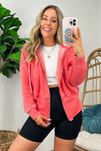 Winter Coral / S Elaynah Fleece Tapered Hoodie Jacket - FINAL SALE - Madison and Mallory