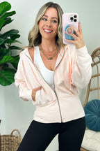 Pearl Blush / S Elaynah Fleece Tapered Hoodie Jacket - FINAL SALE - Madison and Mallory
