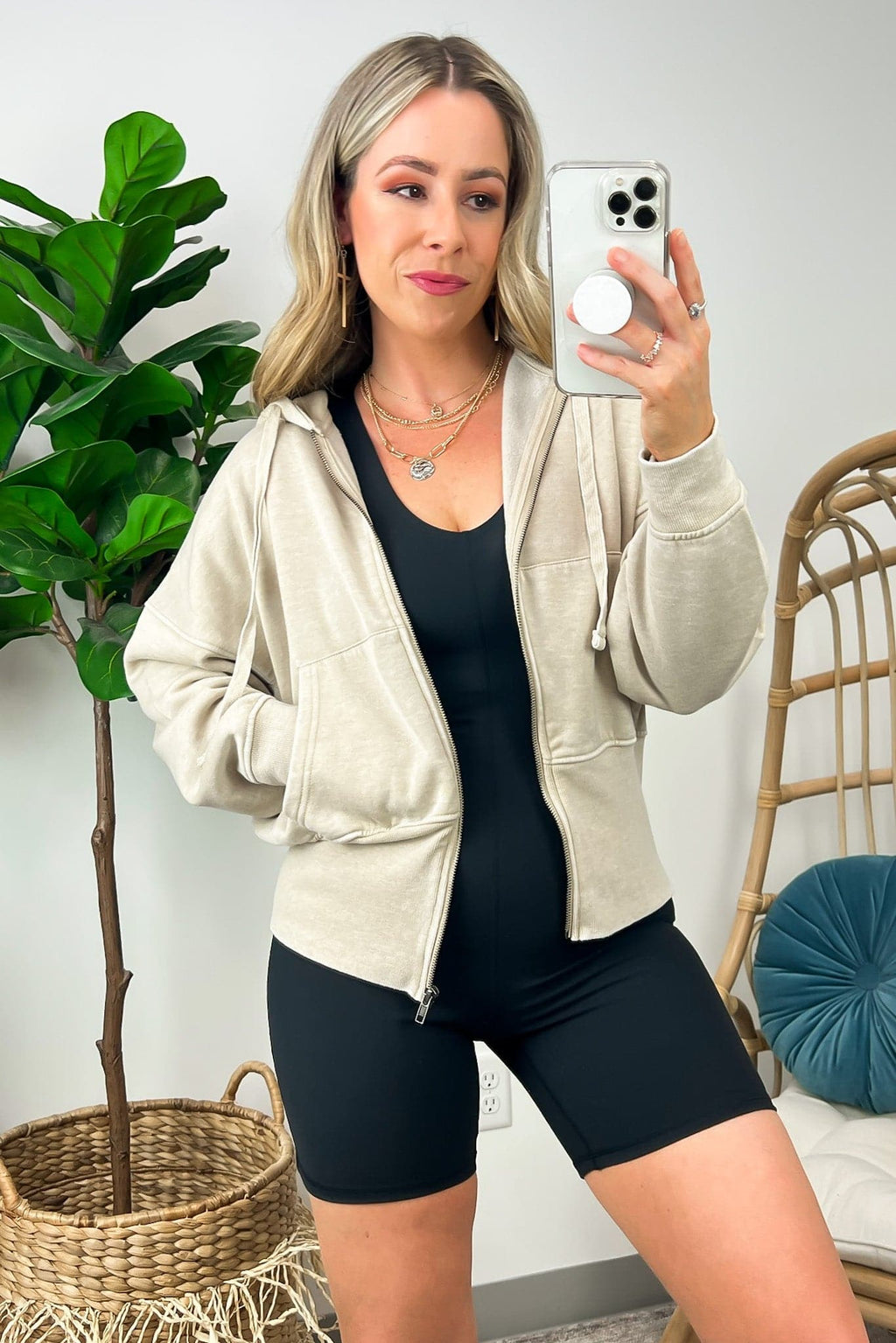  Elaynah Fleece Tapered Hoodie Jacket - BACK IN STOCK - Madison and Mallory