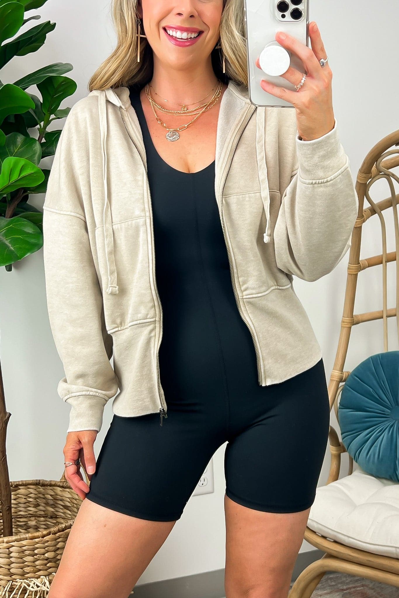 Elaynah Fleece Tapered Hoodie Jacket - FINAL SALE - Madison and Mallory