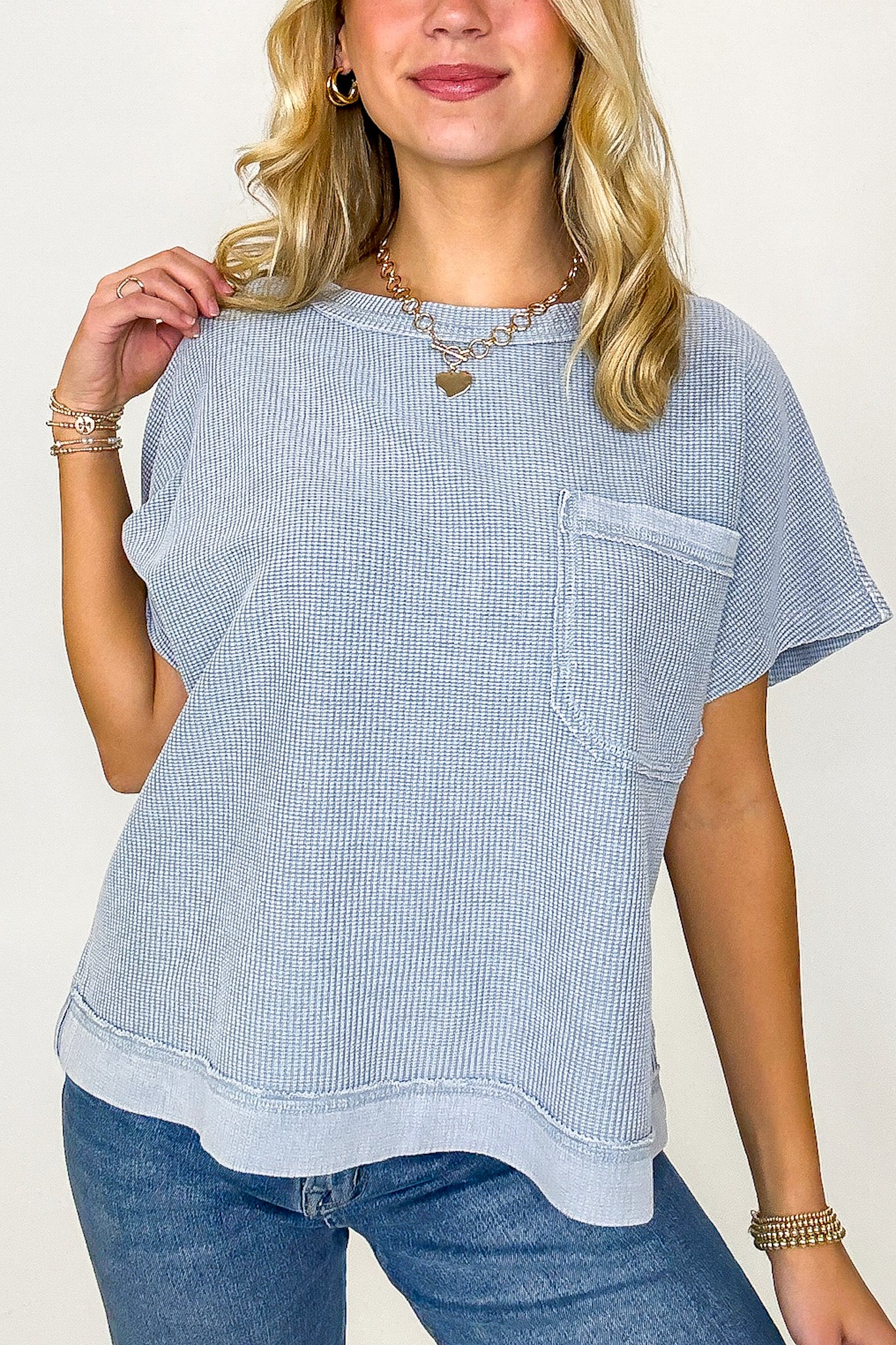 Powder Blue / S Element Relaxed Pocket Top - Madison and Mallory
