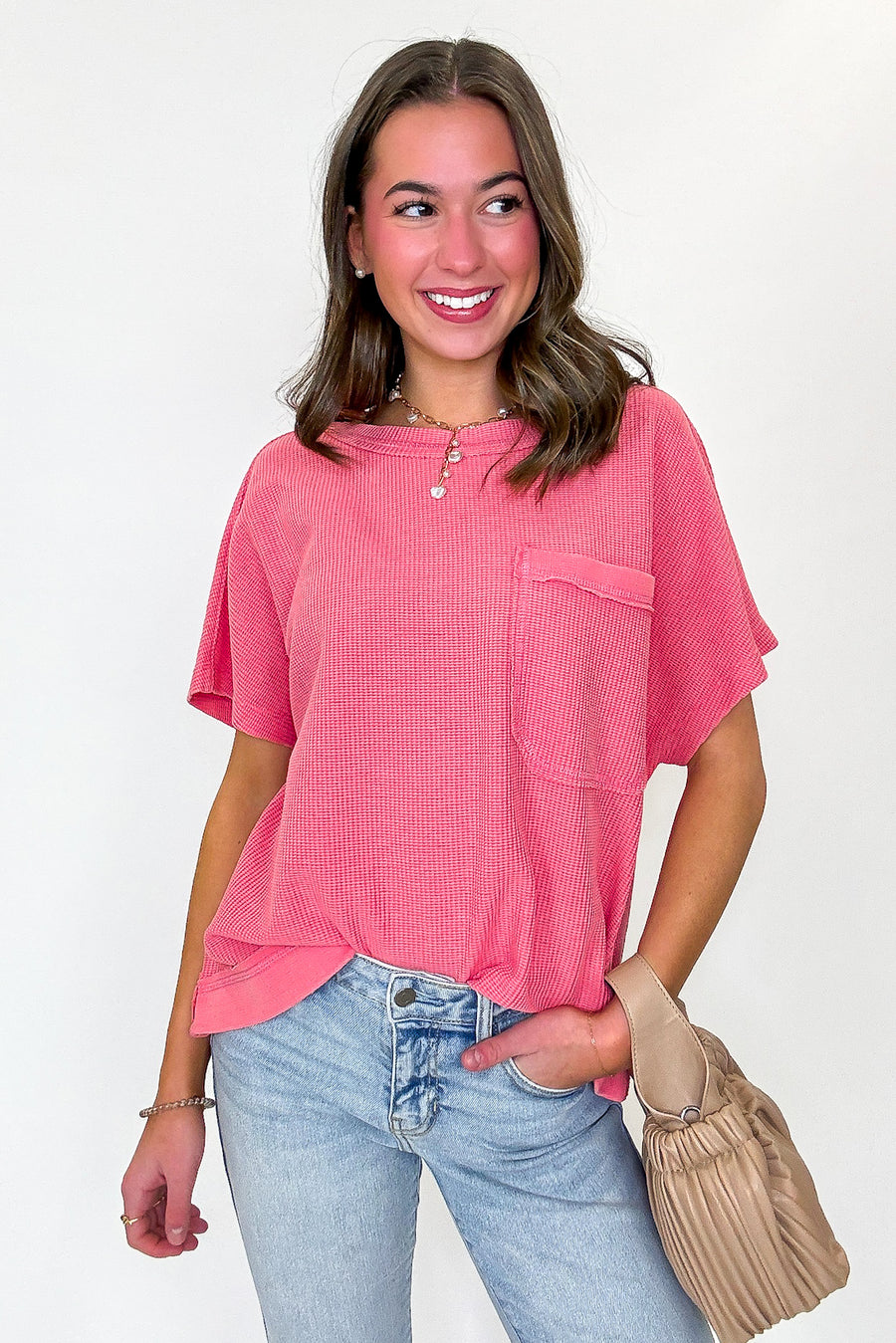 Strawberry / S Element Relaxed Pocket Top - Madison and Mallory
